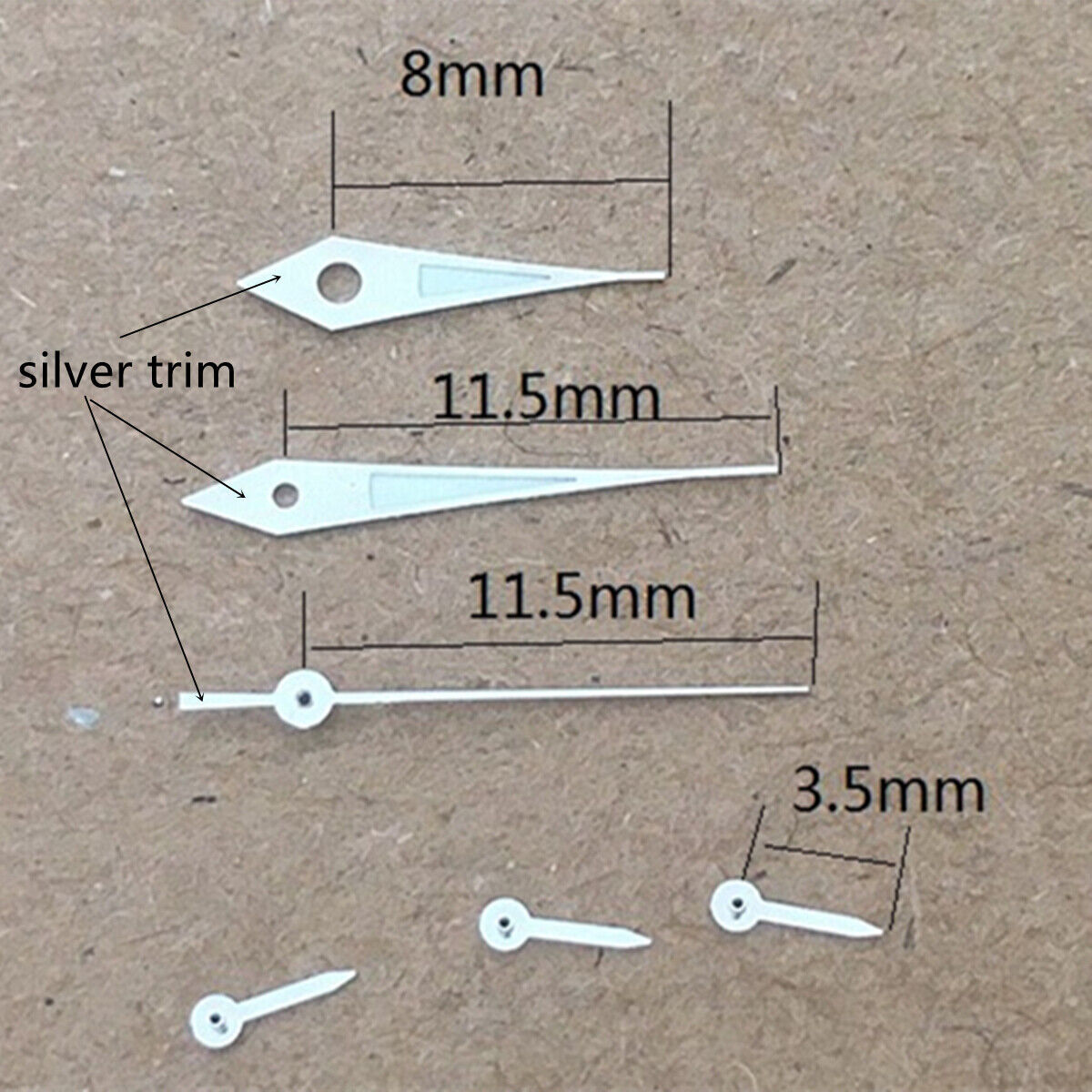 11.5mm Silver Trim Green Lume Watch Hand for Epson VX3J VX9J VX7J VX3N VX9N VX42