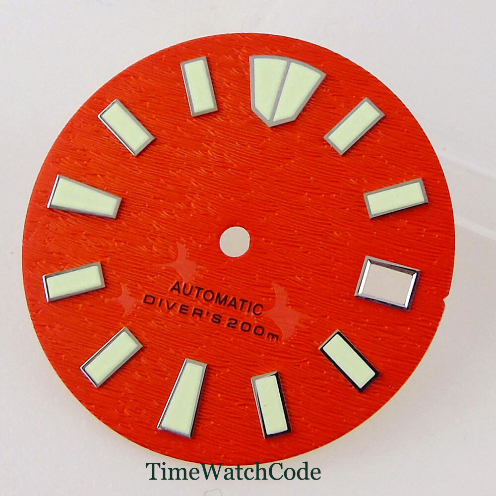 29mm Watch Dial Face Fit for NH35 NH36 Movement 3H 3.8H 4.1H Crown Green Lume