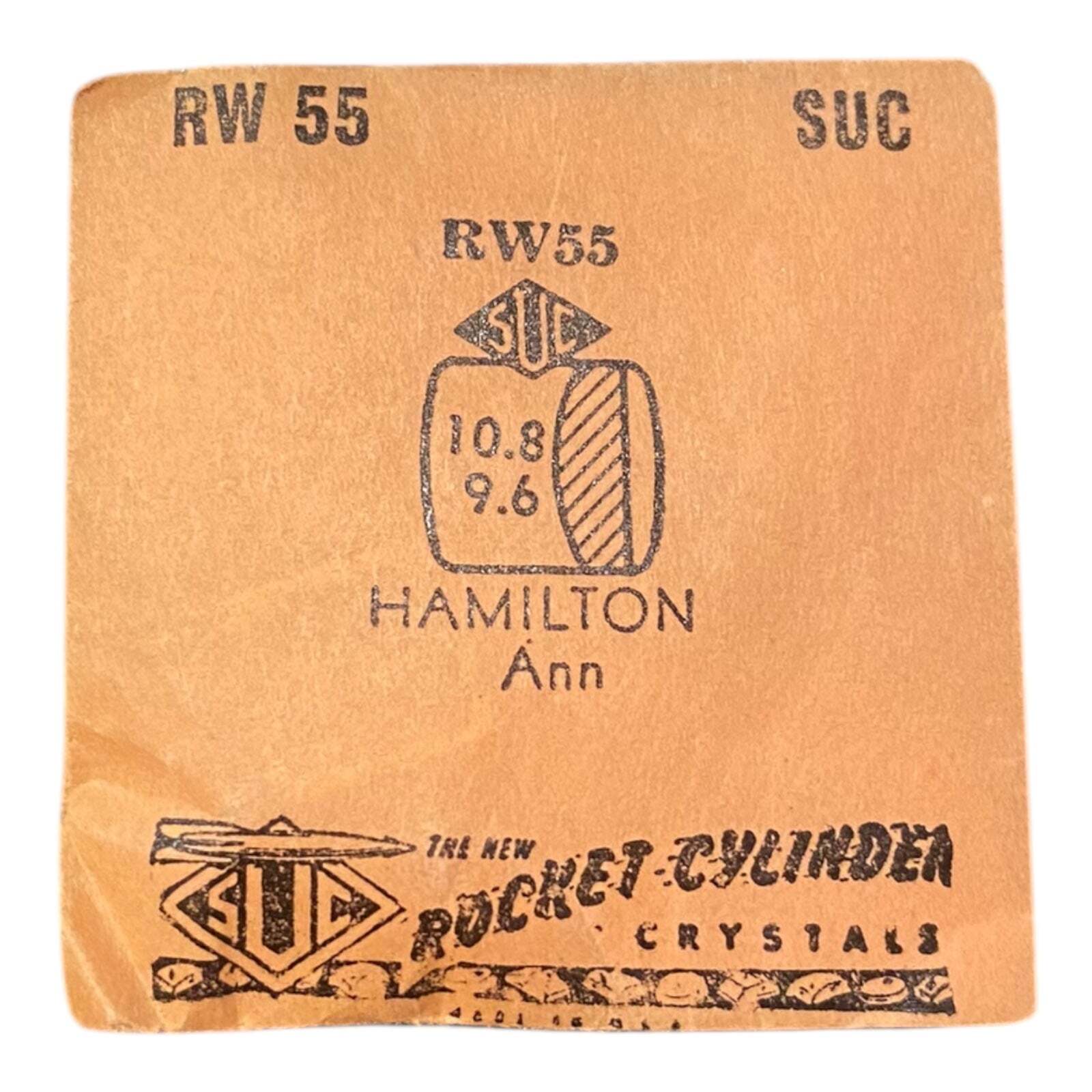 SUC RW55 RW 55 Watch Crystal 10.8×9.6 mm NOS Part Rocket Cylinder Hamilton