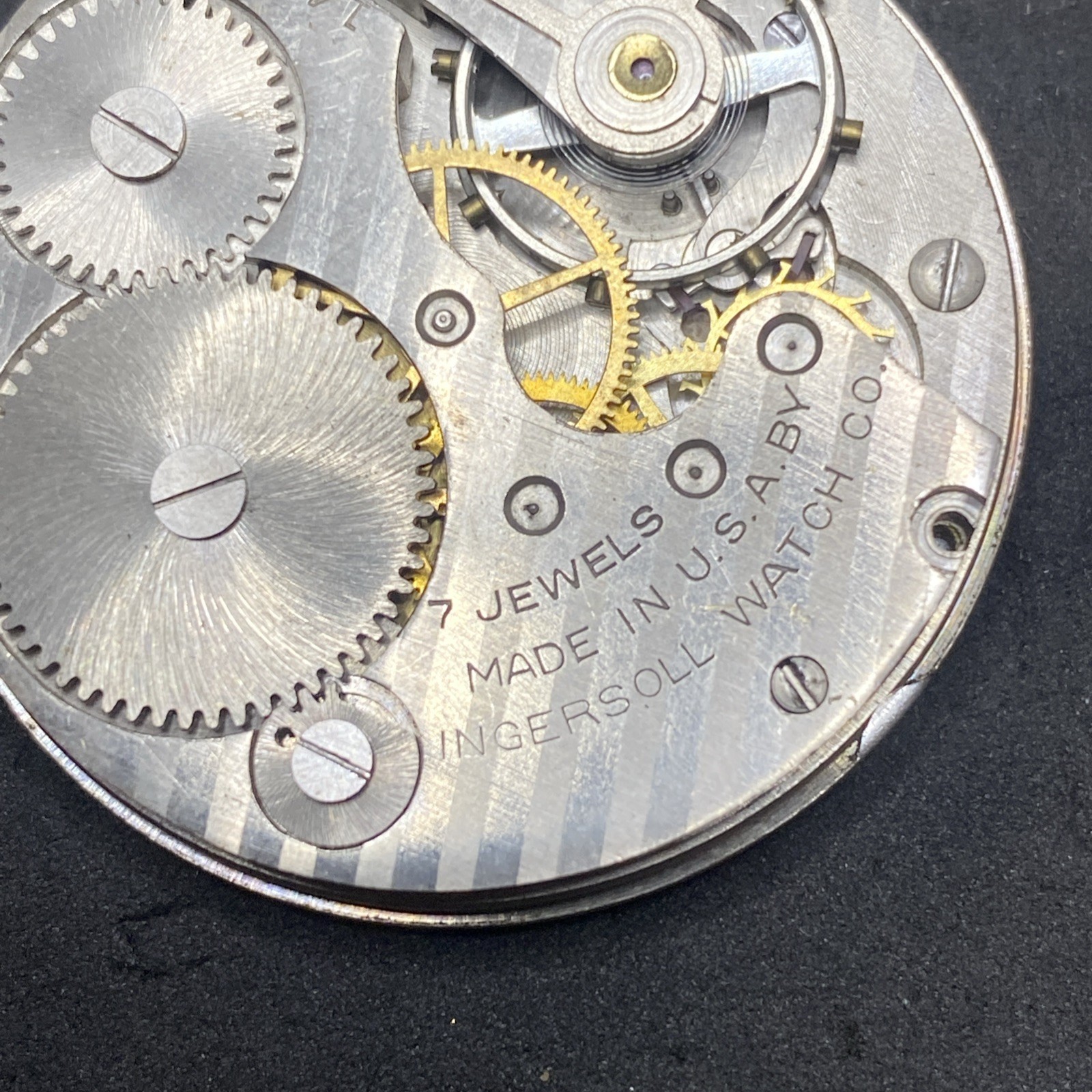 Ingersoll Reliance Pocket Watch Movement Size 16s Openface 7j Parts F8653