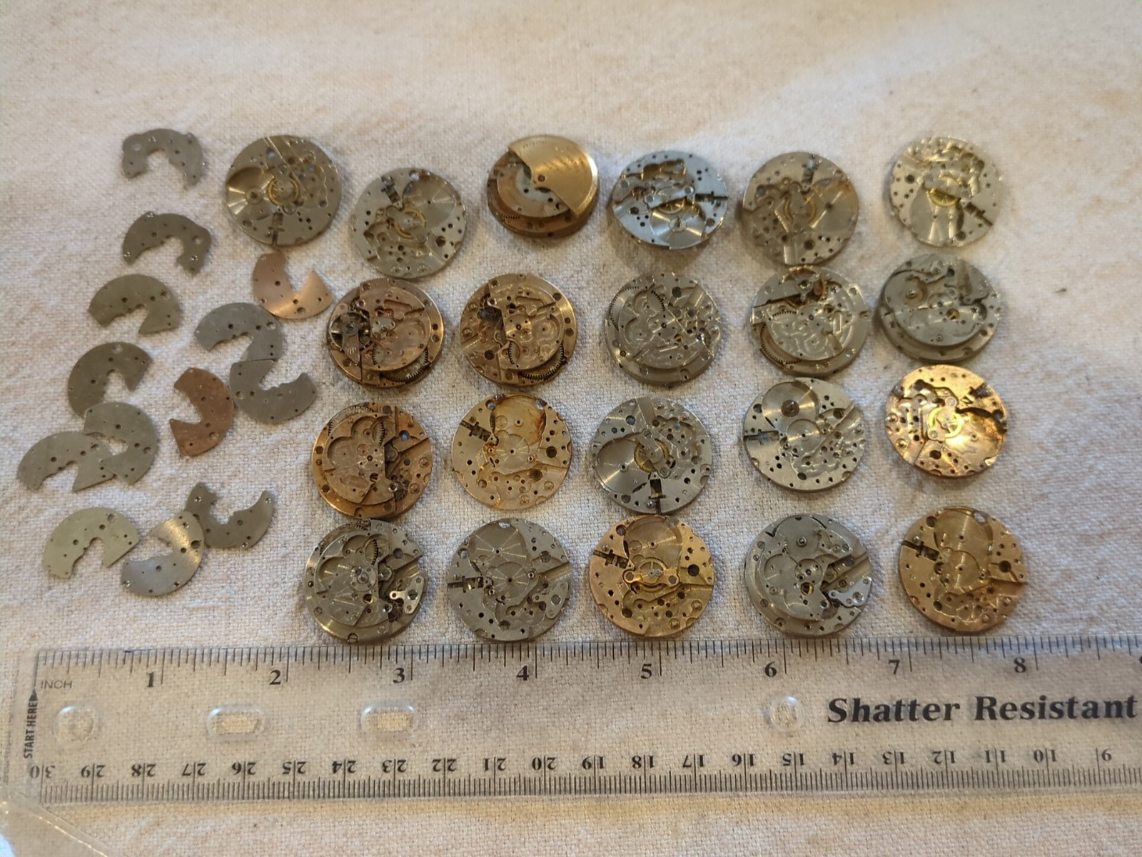 Lot Of 21 Assorted USA DRP Vintage Watch Movement Parts For Repair. See Pictures