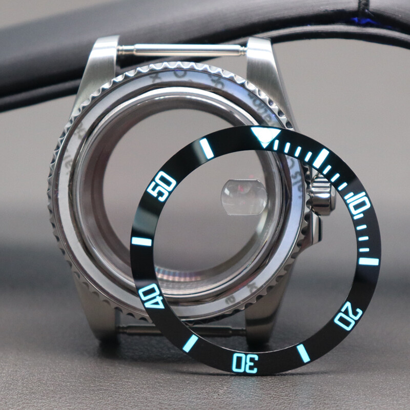 40mm Watch Case 3C Luminous Ceramic Bezel insert Sapphire For Nh35 nh38 Eta2824