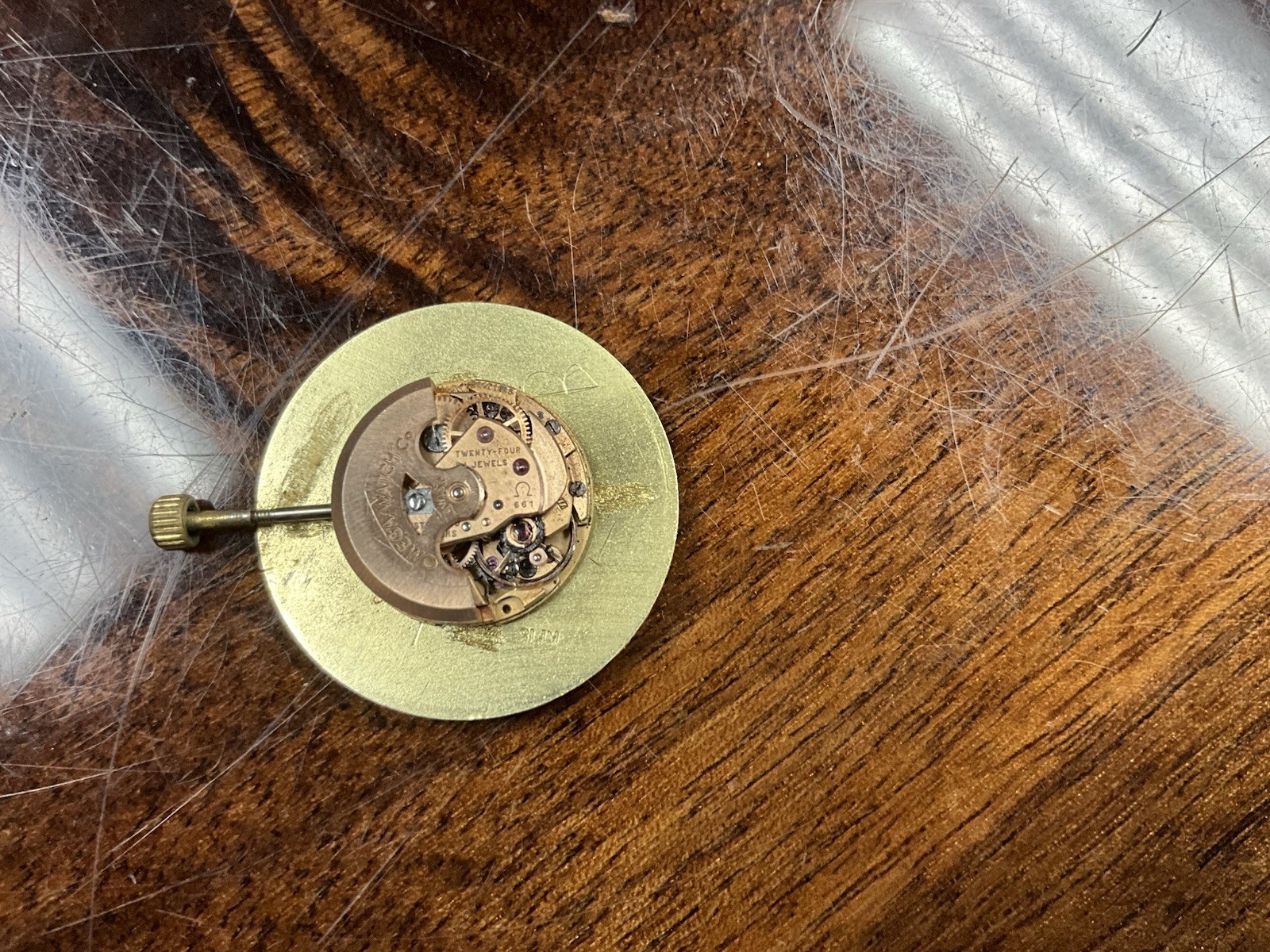 omega Bark/nugget Finish Watch Movement 14k Gold (JUST MOVEMENT!!!!)