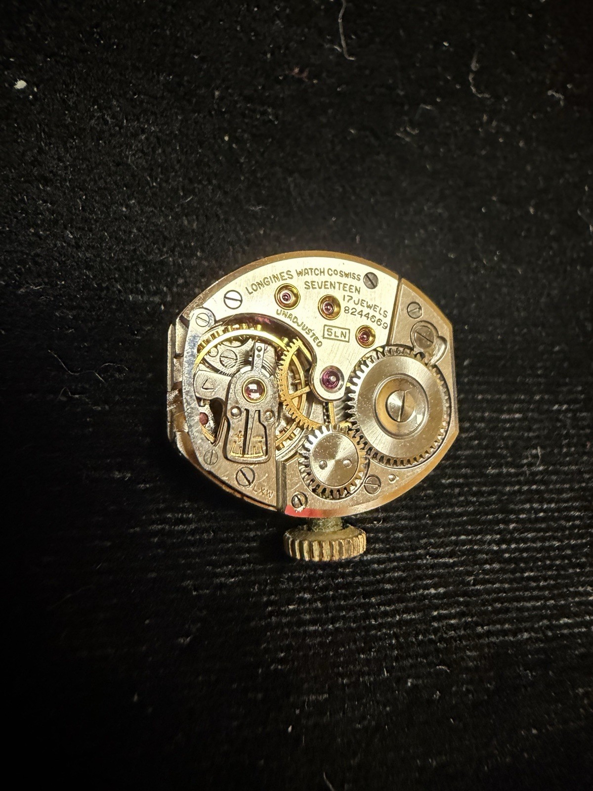 LONGINES 5LN 17J WATCH MOVEMENT & DIAL VINTAGE FOR PARTS OR REPAIR