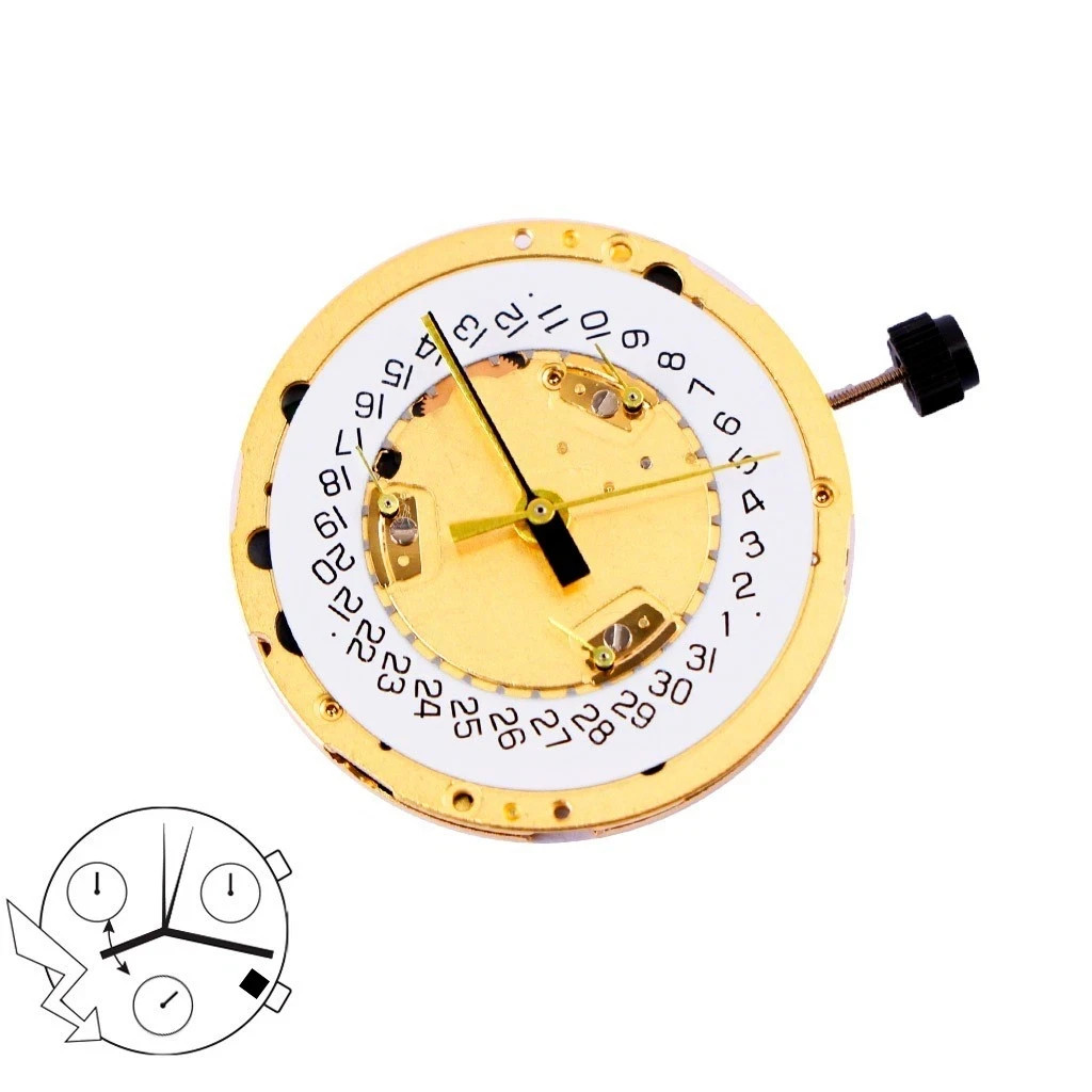ETA 251.262-Swiss Quartz Movement-Chronograph-White Date Disk At 4(Horizontal).