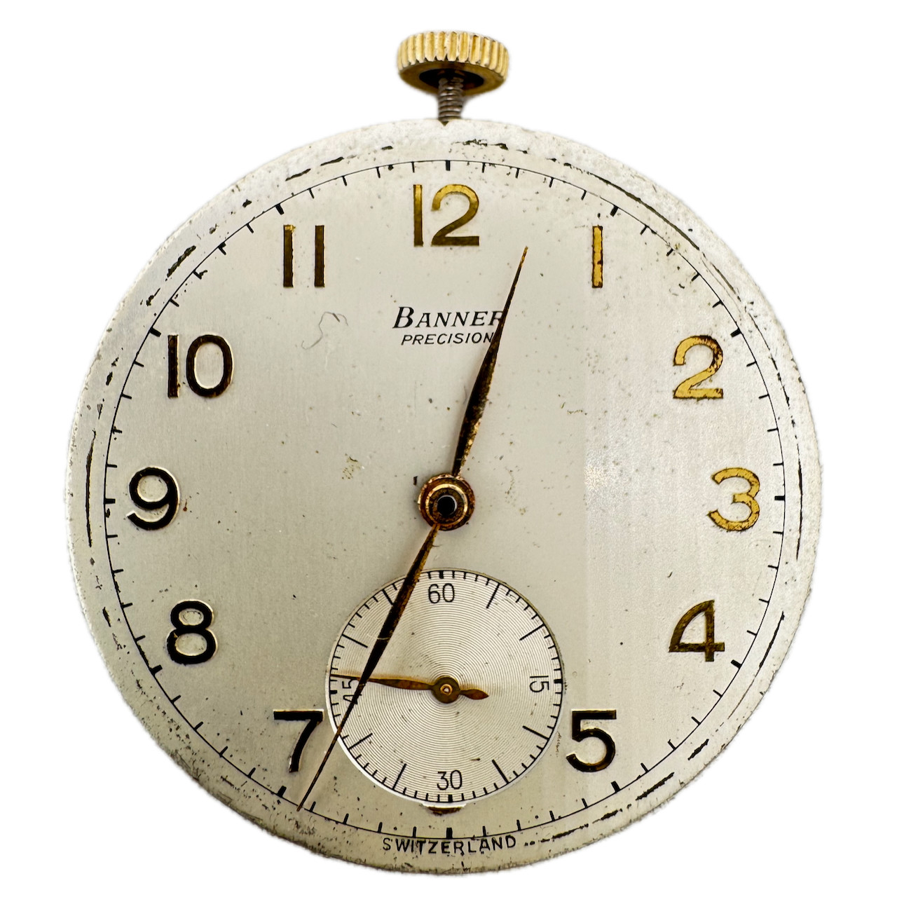 Antique 40.5mm Banner Precision 17 Jewel Mechanical Pocket Watch Movement Swiss