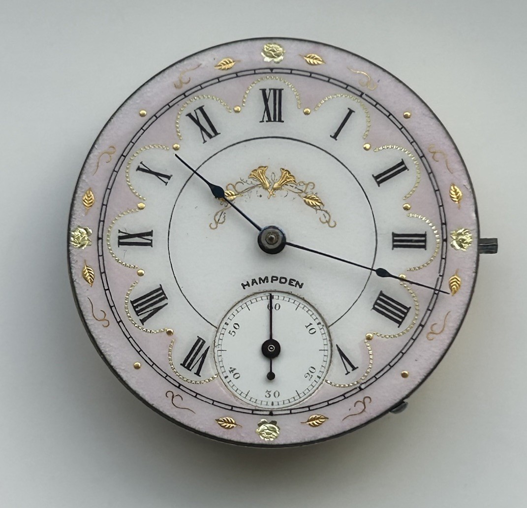 Antique Hampden Pocket Watch Movement – Grade 220 – 17 Jewels – Very Nice Dial