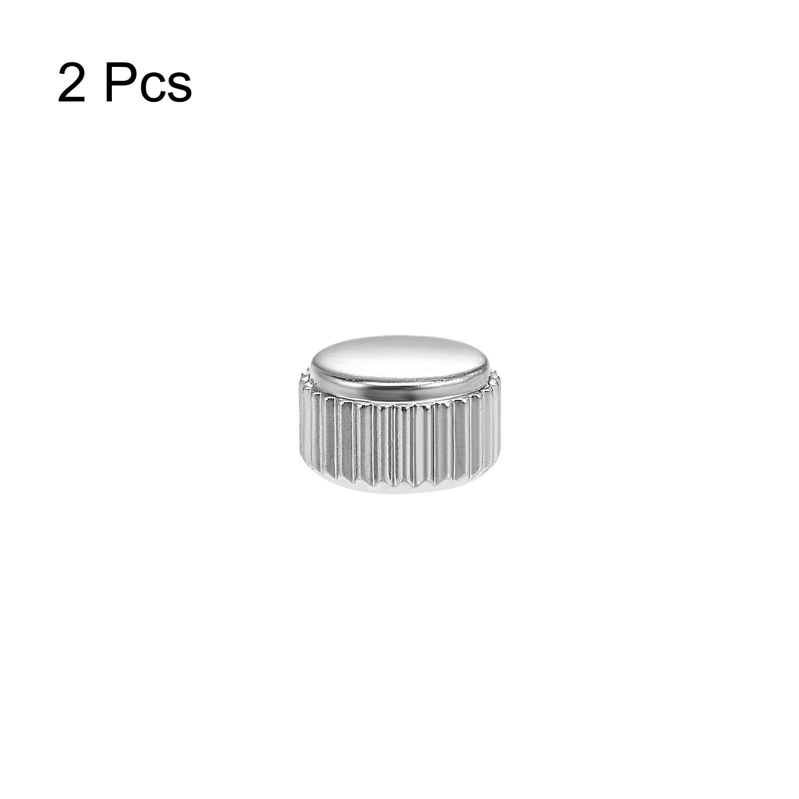 2Pcs 5.5mm Watch Crown Parts SUS304 Flat Short Stem 2.5mm ID Silver Tone
