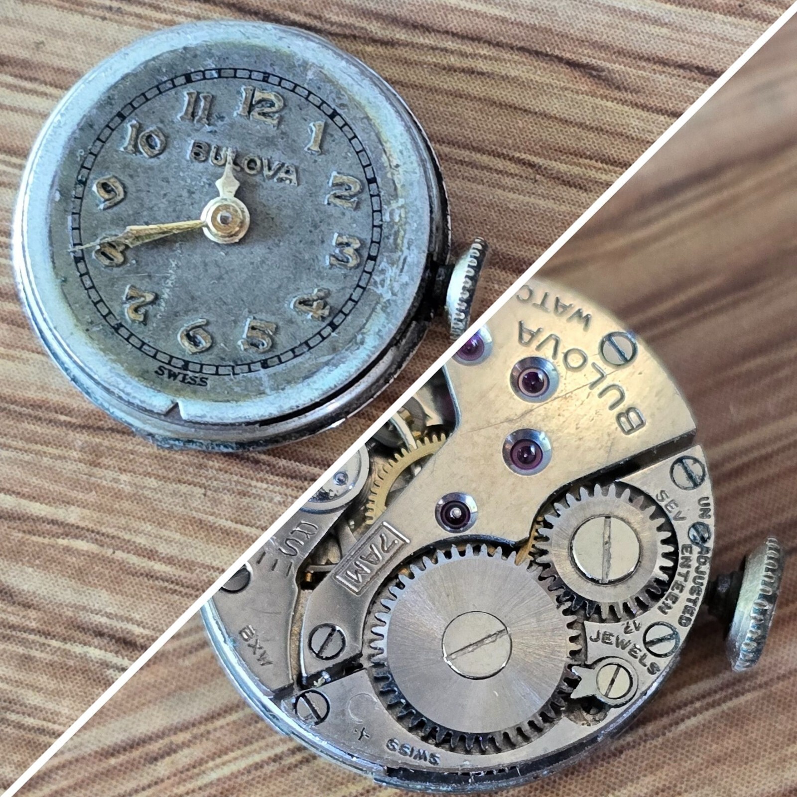 Vintage Bulova 7AM BXW 10 krgp Sterling Base Swiss Mechanical Watch Movement WP3