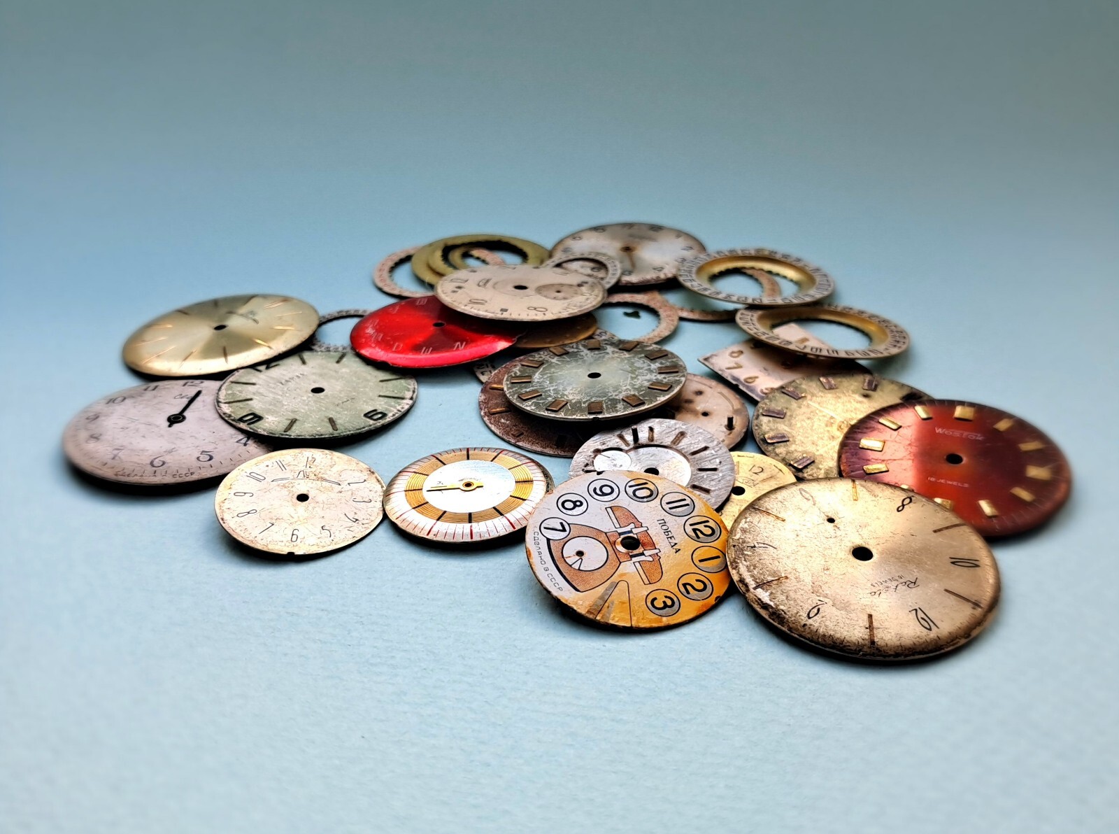 Vintage Watch Dials Lot 150g – Steampunk Art Supplies – Antique Faces for watch