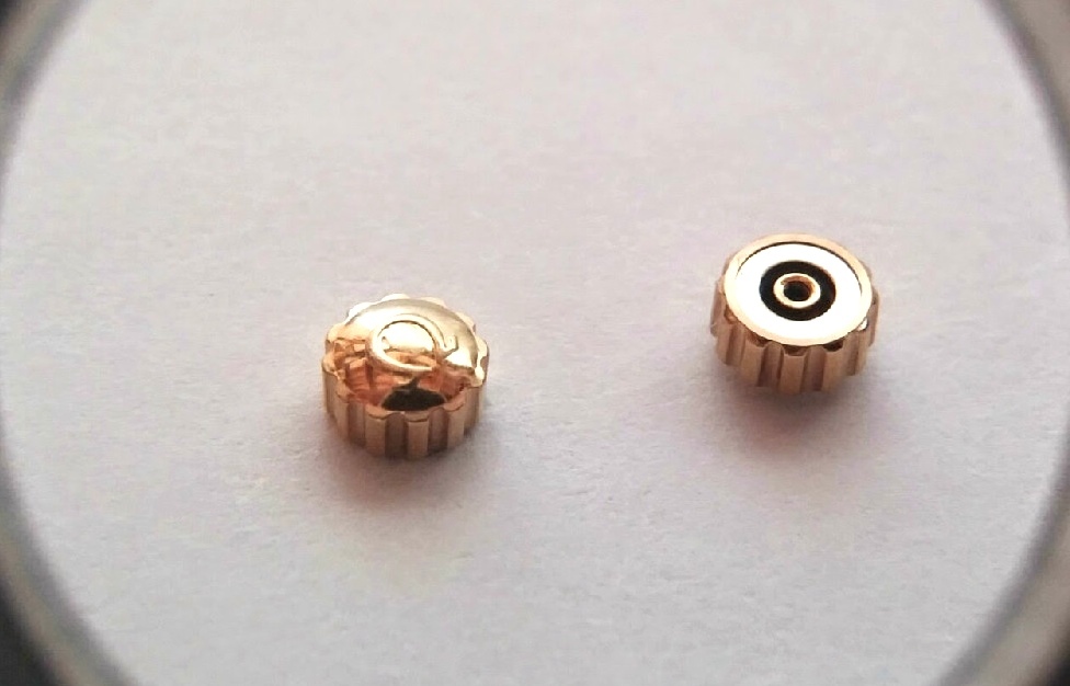Omega watch parts 4.8mm-4.9mm diameter, tap 10, 2mm, yellow Omega crown