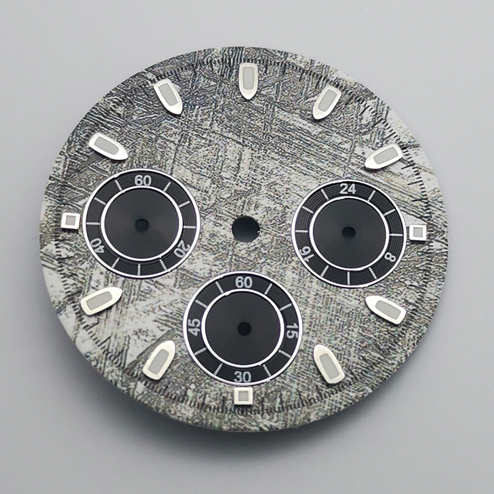 29.5mm sterile luminous black gray white watch dial fit VK63 quartz movement