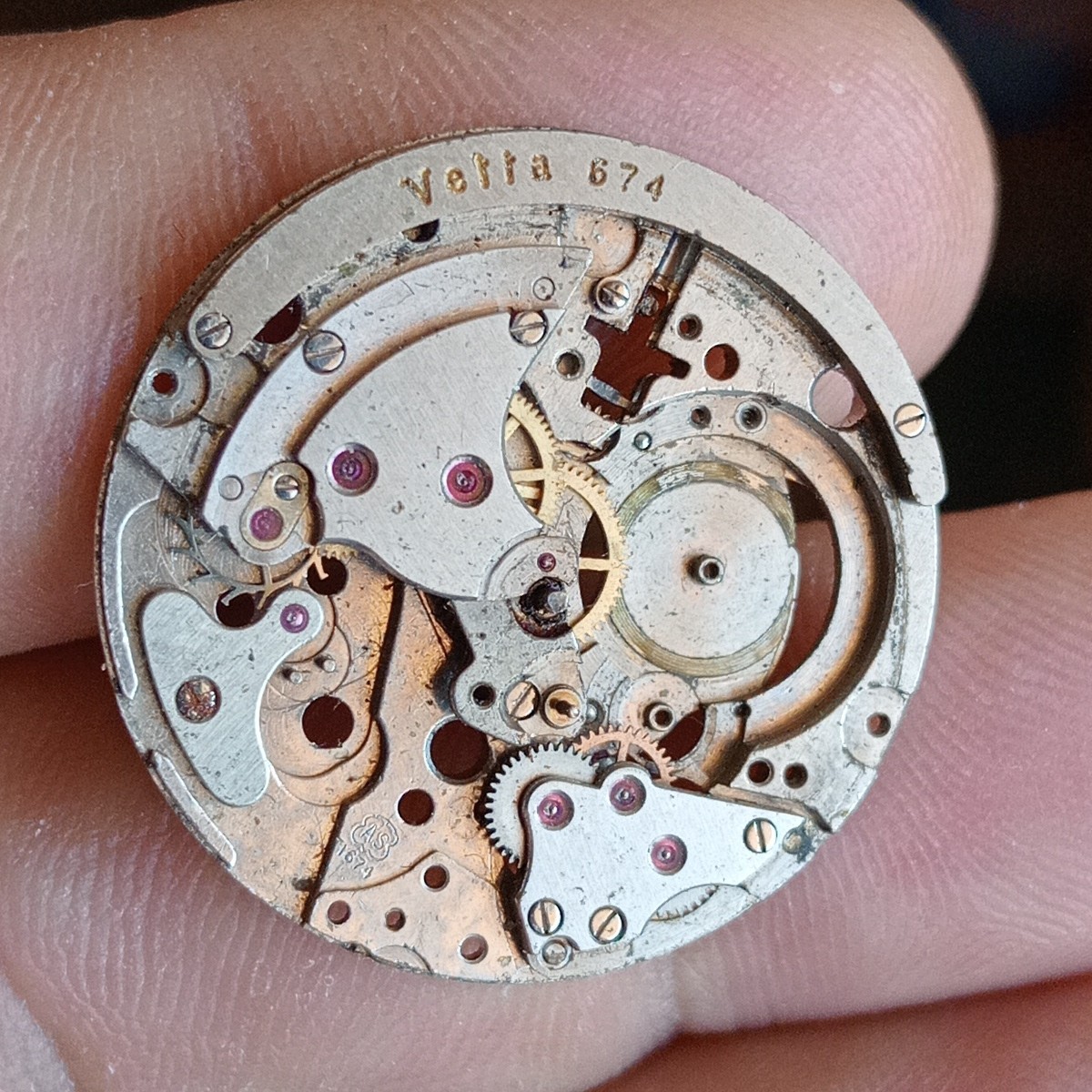 Vetta 674 Base AS 1674, Watch Movement parts. Vintage For Replacement Part