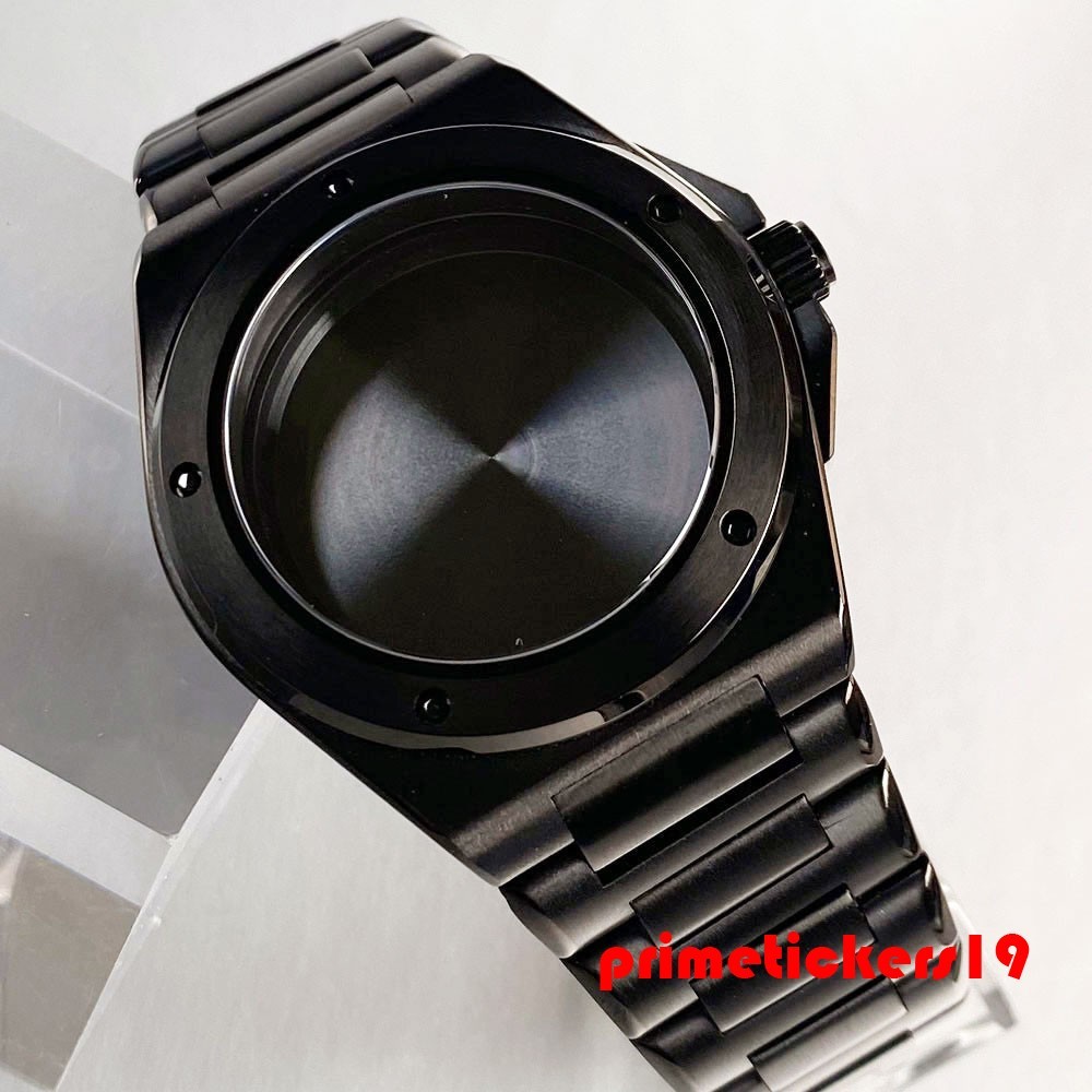 Fit NH35 PT5000 Black Watch Case+Band+Dial+Hands For Engineer Style Wristwatch