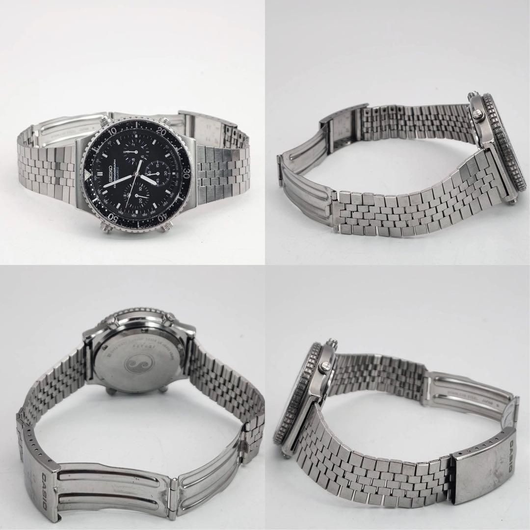 Seiko 7A28-7040 Quartz Chronograph Men’s Watch Vintage Black Dial Auth Japan