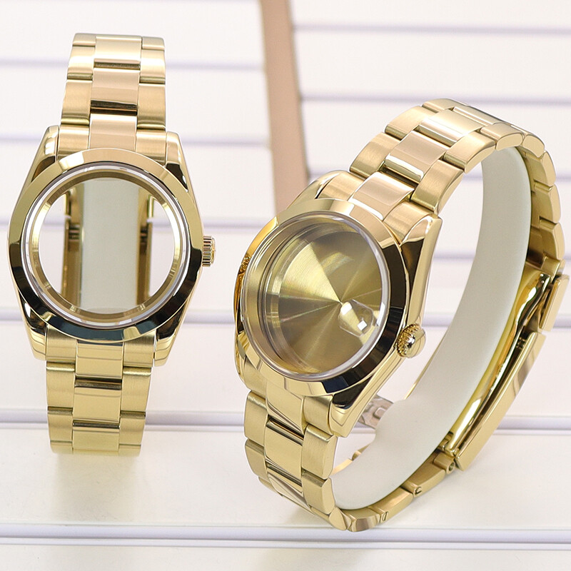 SUB Golden color 36/40mm Steel Watch Cases presidential strap For seiko nh35 36