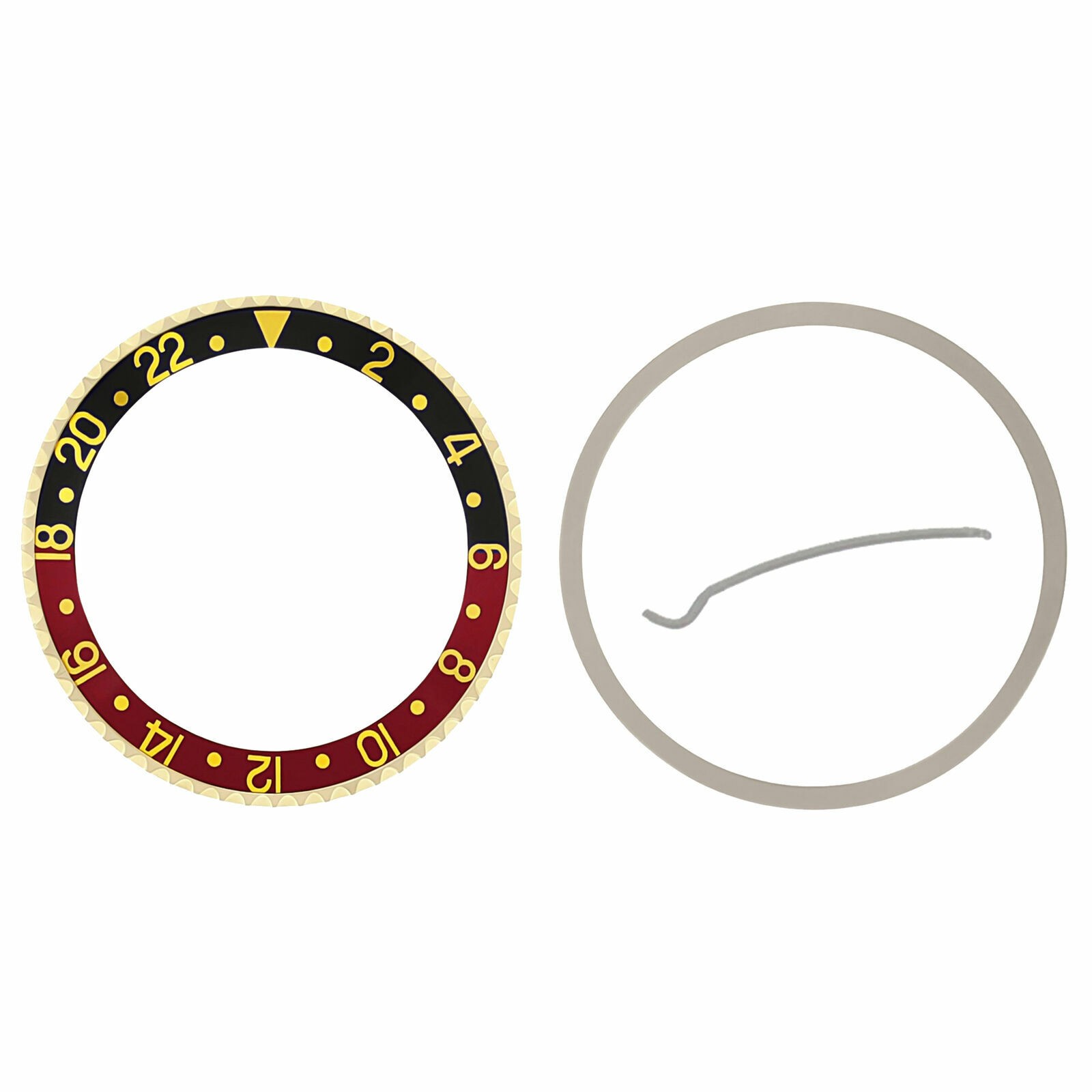 Black Red Replacement Bezel Insert With Gold Bezel 37.70mm x 30.70mm For Rolex