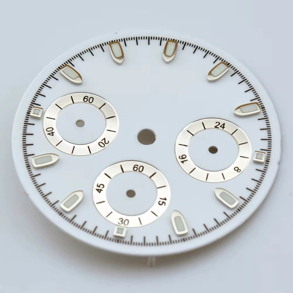 29.8mm White No Logo Watch Dail Fit For VK63 Quartz Movement Silver Nail