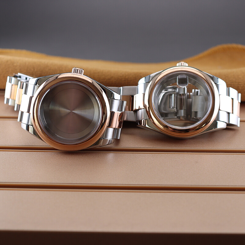 Silver and Rose Gold 36MM/39MM Explorer Watch Case Oyster Bracelet For nh35 nh36