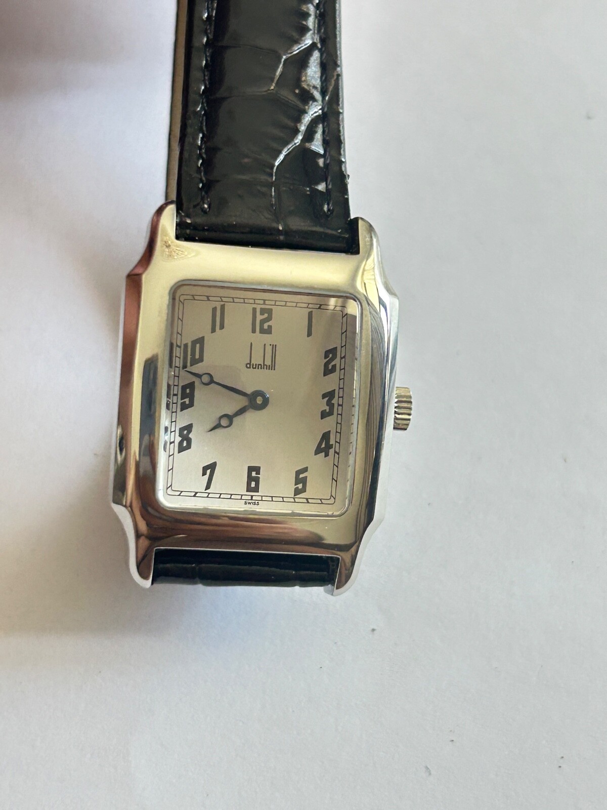 Vintage NOS DUNHILL Men’s Rectangular Steel Wristwatch Manual ETA 28mm x 39mm