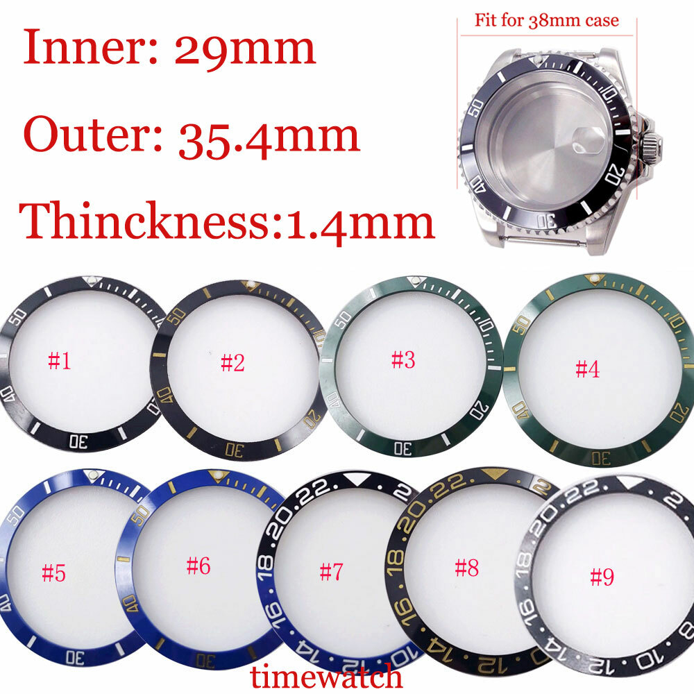 Ceramic Sloping Watch Bezel Insert Fit For 38mm SUB Automatic Mens Watch Case