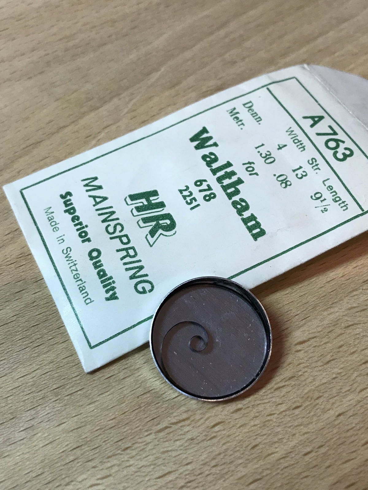 HR Mainspring A763 – for Waltham Model 678 No. 2251 – Steel