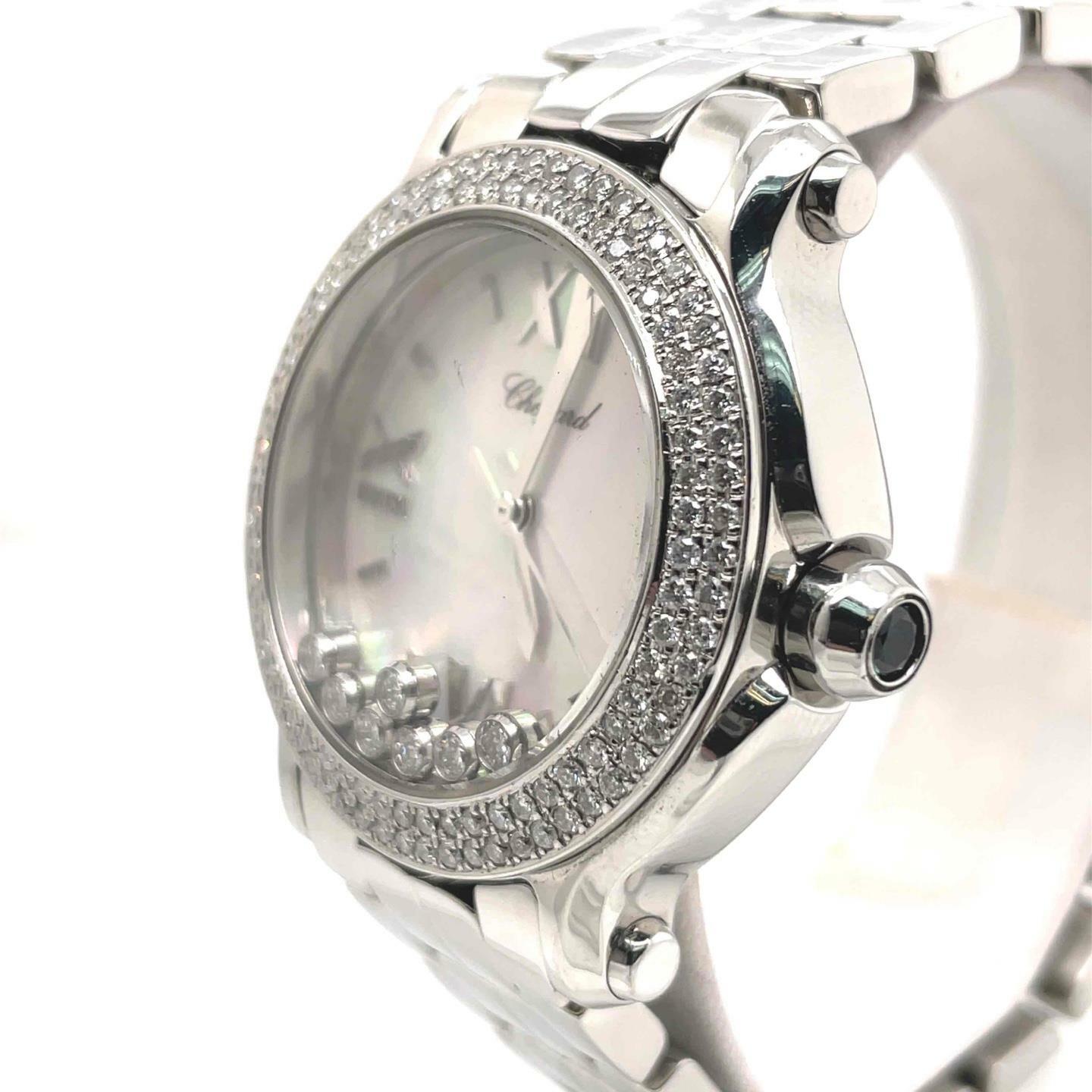 Chopard Happy Sport Custom Diamond Bezel Mother of Pearl Dial Ladies Watch 8475