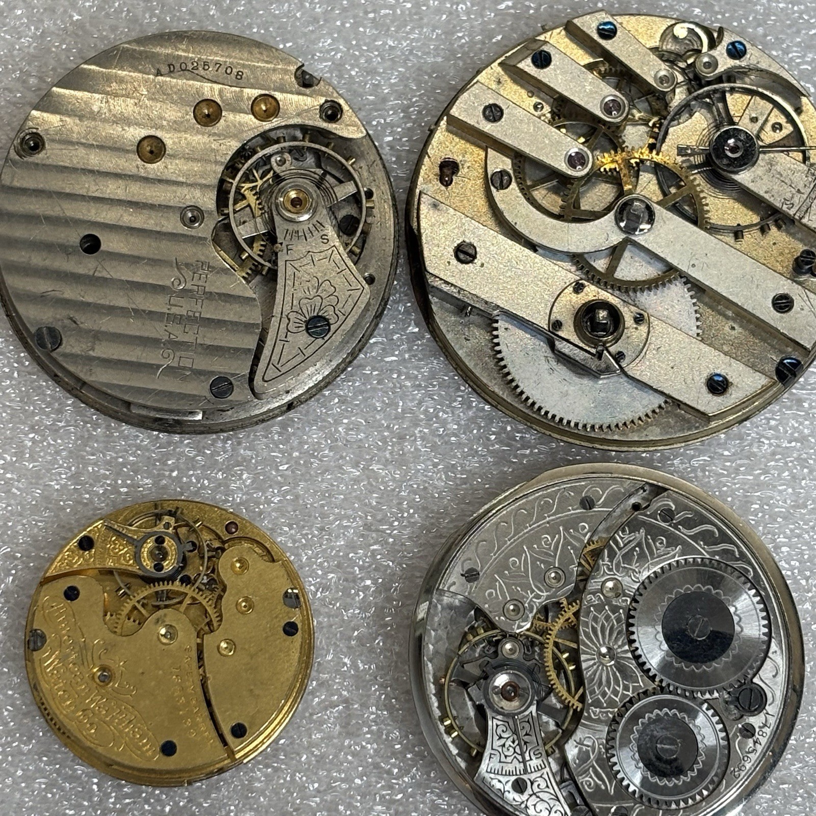 Vintage Pocket Watch Estate Repair Parts Bulk Lot Movement Dial Waltham Hamlet