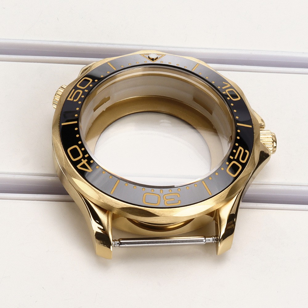 Gold PVD 41mm Men’s Watch Case Diver 100m Waterproof For Seiko NH34 NH35 NH36/38
