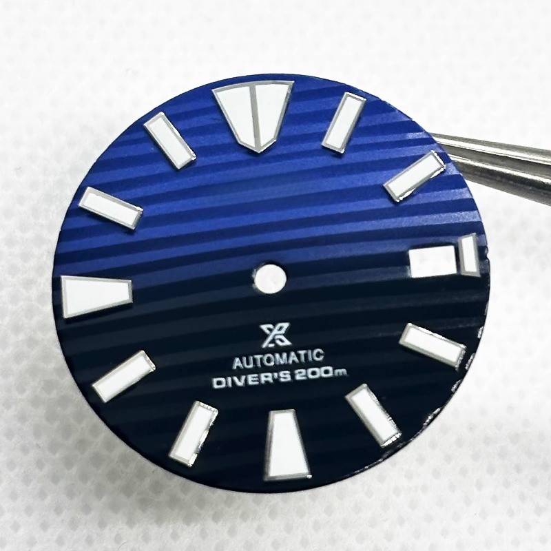 S-LOGO NH35 Dial 28.5mm Samurai-Style Studs Green Luminous for NH35 Movement