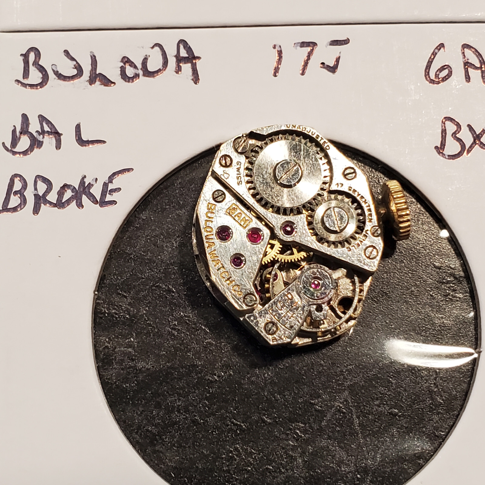 LADIES BULOVA 17J 6AM BXW WRIST WATCH MOVEMENT #1512