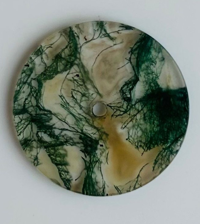 Moss Agate Watch Dial, 24.5mm Round Stone Disc for Jewelry Making GMC-314
