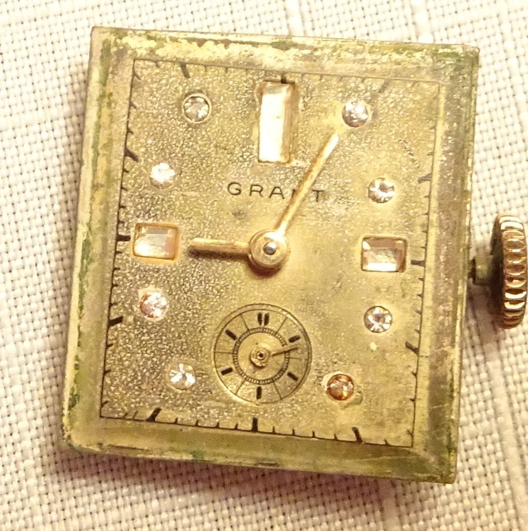 Grant Wristwatch Movement 17J Antique Men’s Parts or Repair