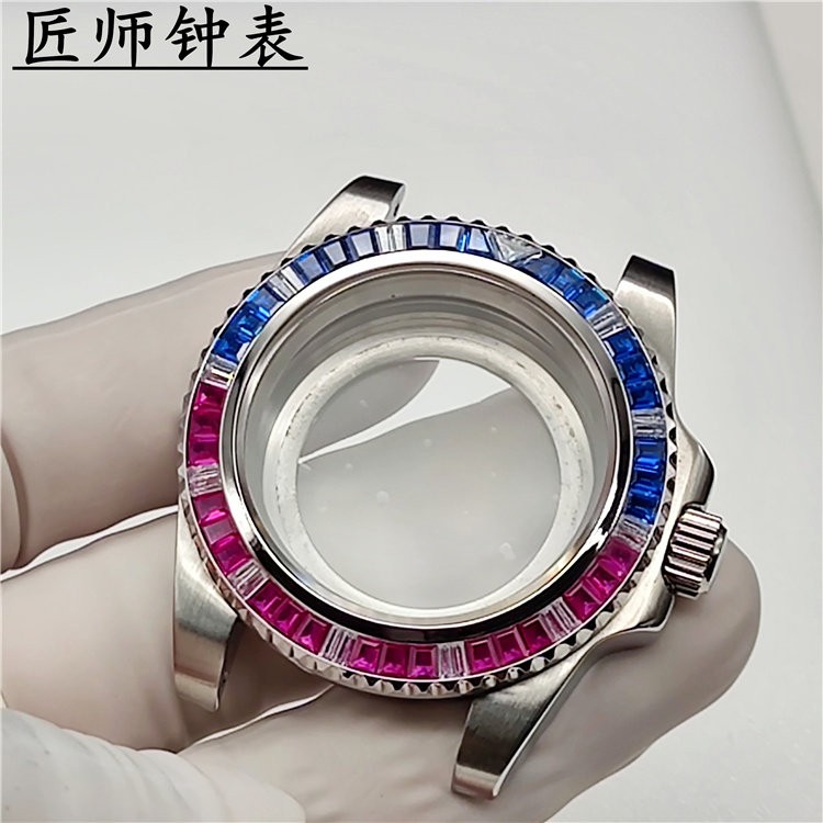 40.5mm Gmt Rainbow Ring Stainless Watch Case Sapphire Glass for Nh34 Nh35 Nh36