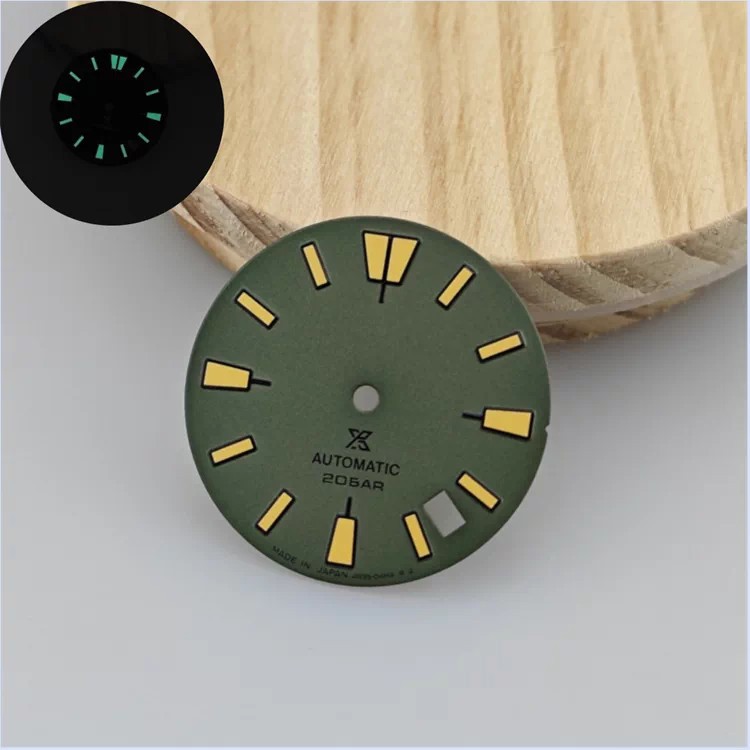 28.5mm Retro Watch Dial Green Luminous for Nh35 Nh36 Movement Watch Parts