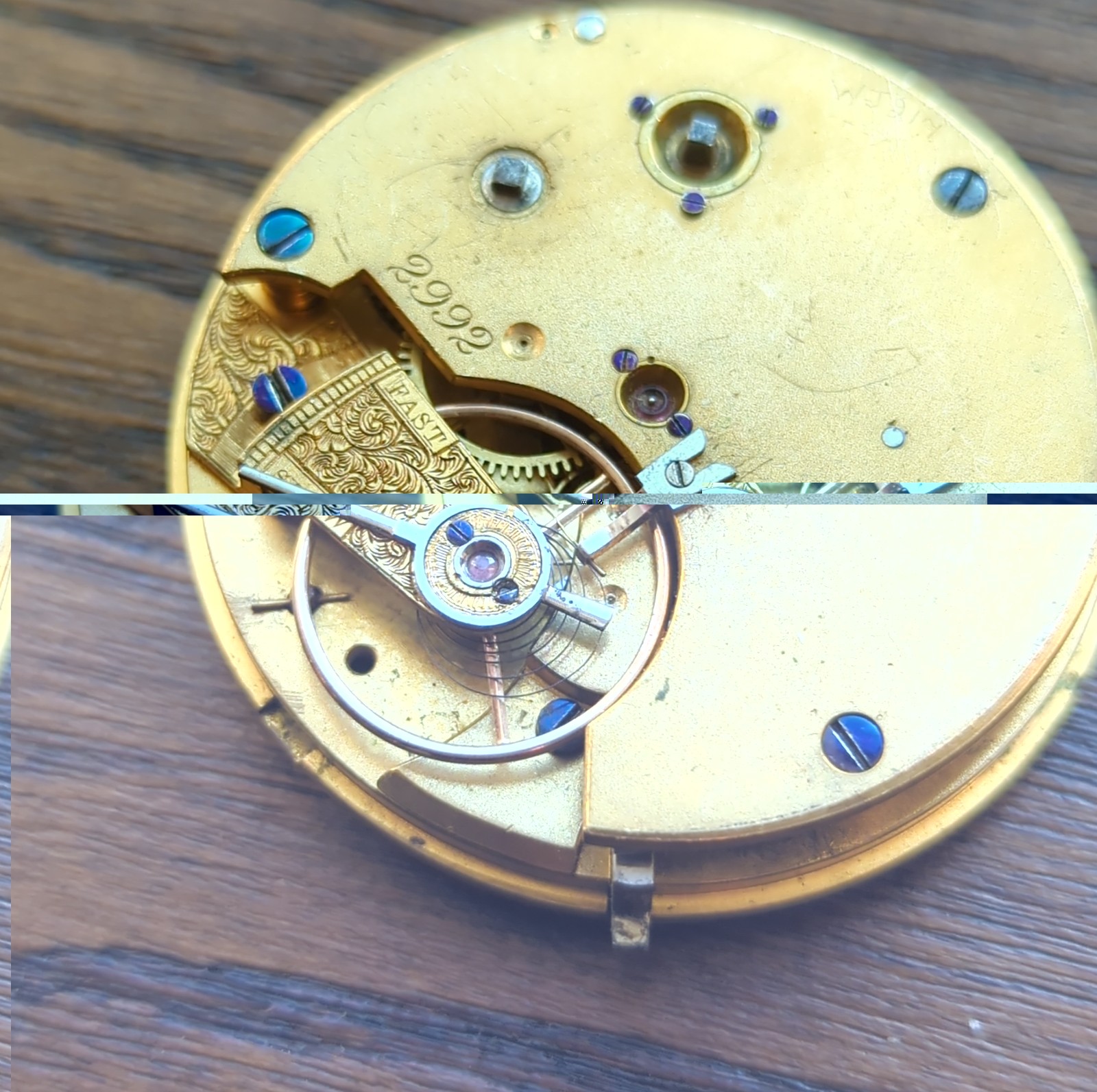 English Chronograph Pocket Watch Movement for Repair or Parts (BT64)