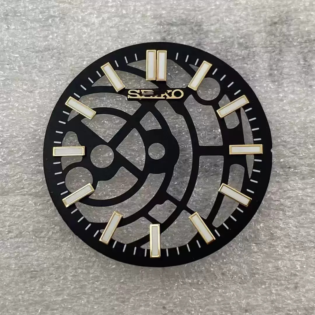 28.5mm Cutout Watch Dial Green Lume for Nh70 NH72 Movement Watch Parts S Logo