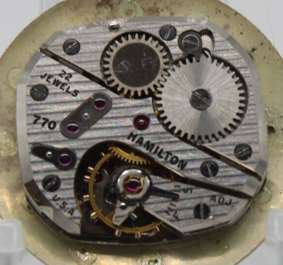 HAMILTON 770 WATCH MOVEMENT USA 22j 20.5x22mm FOR REPAIR (FH2)