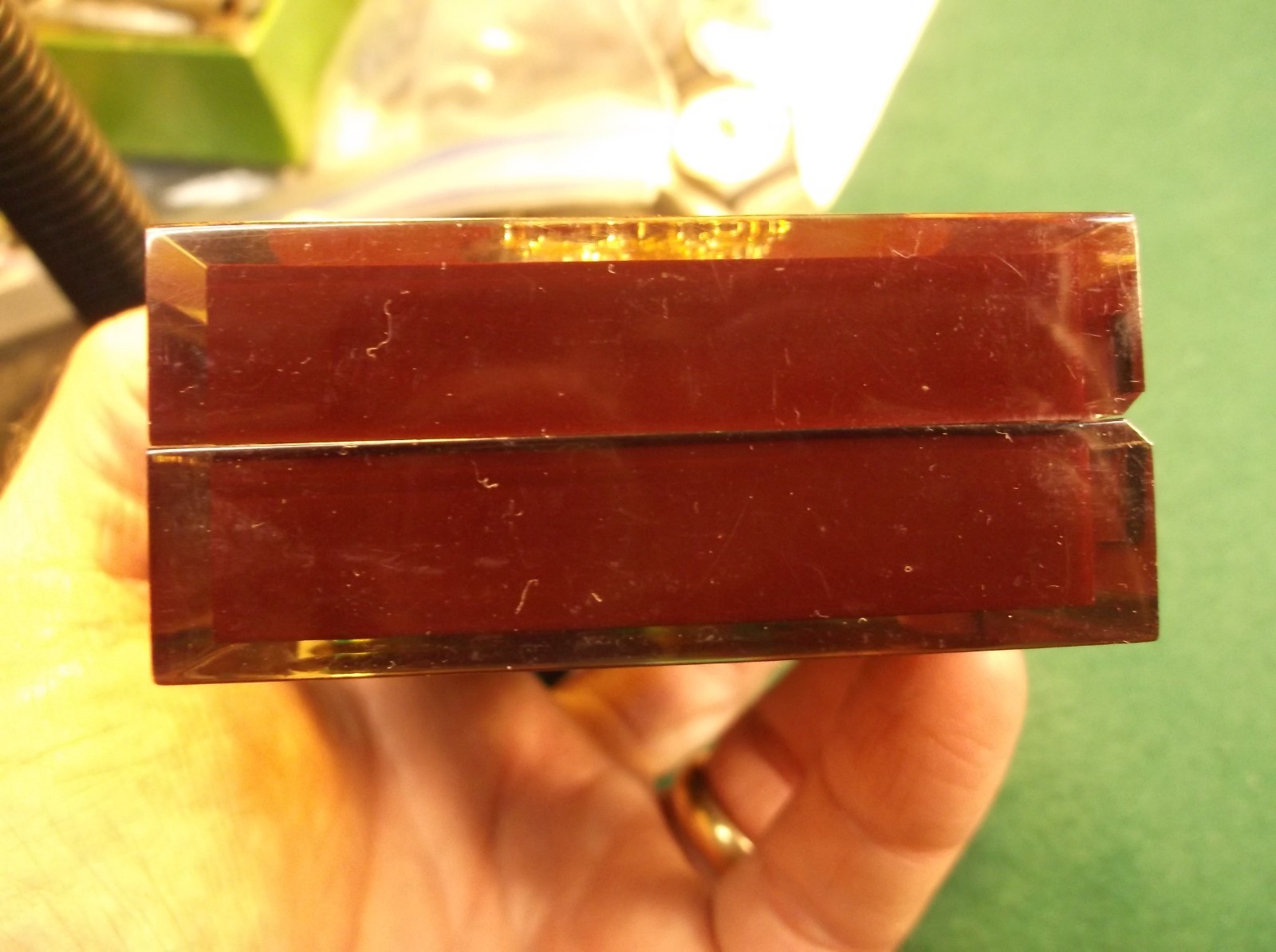 FANTASTIC VTG “LADY ELGIN 21 JEWELS, TOWN & COUNTRY” WRISTWATCH BOX, BURGUNDY