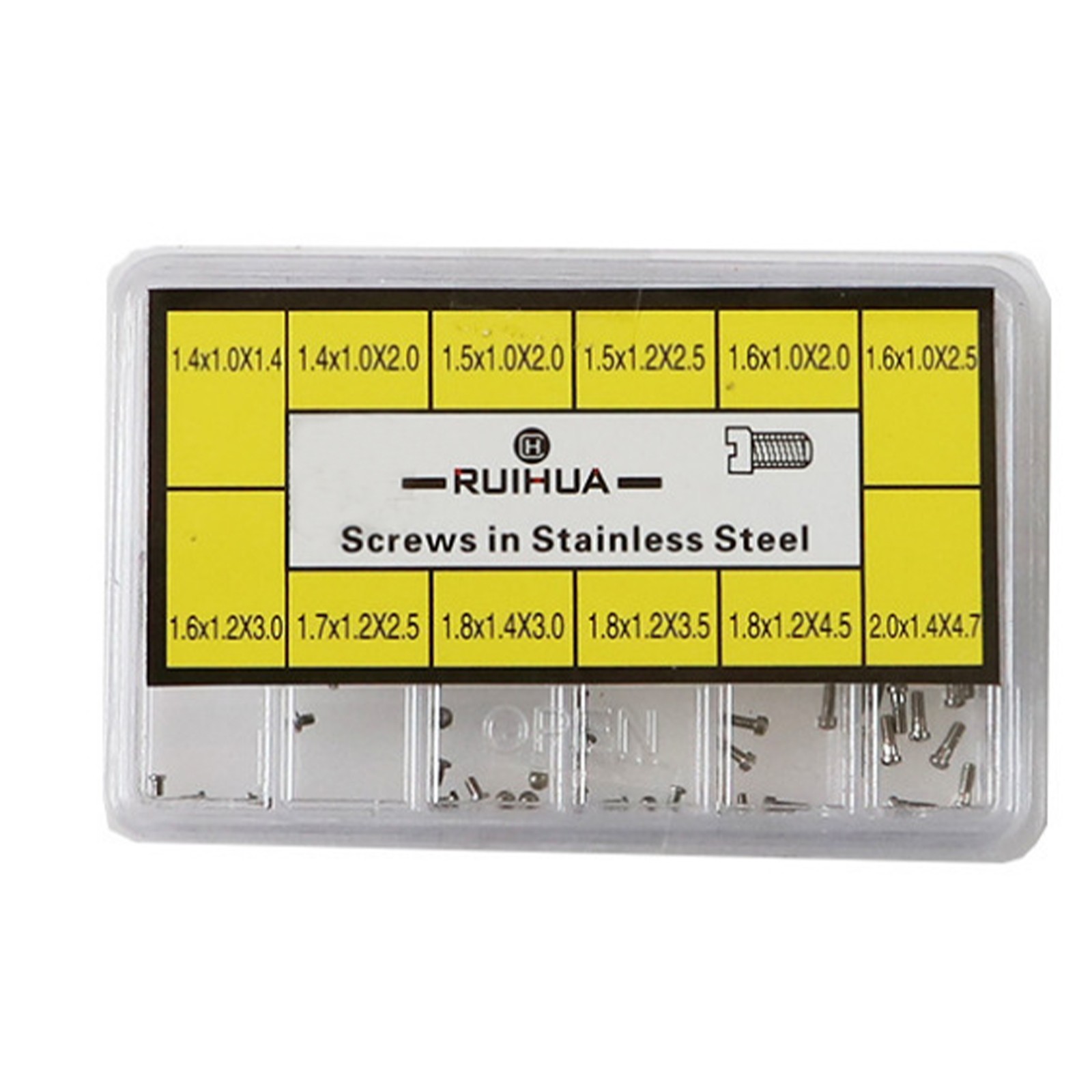 No. 4023-A One Head 12 Different Sizes Stainless Steel Watch Back Case Screw E