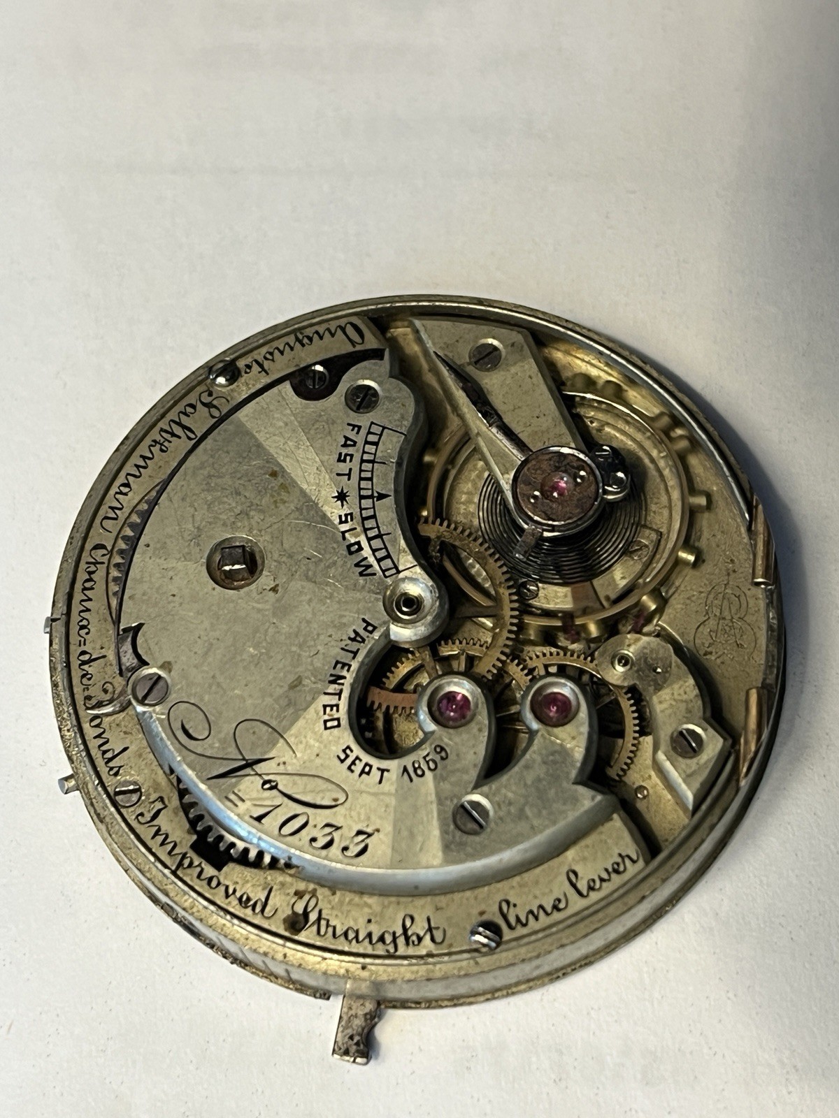AUGUSTE SALTZMAN 45.22mm POCKET WATCH MOVEMENT RUNNING FREE SHIPPING