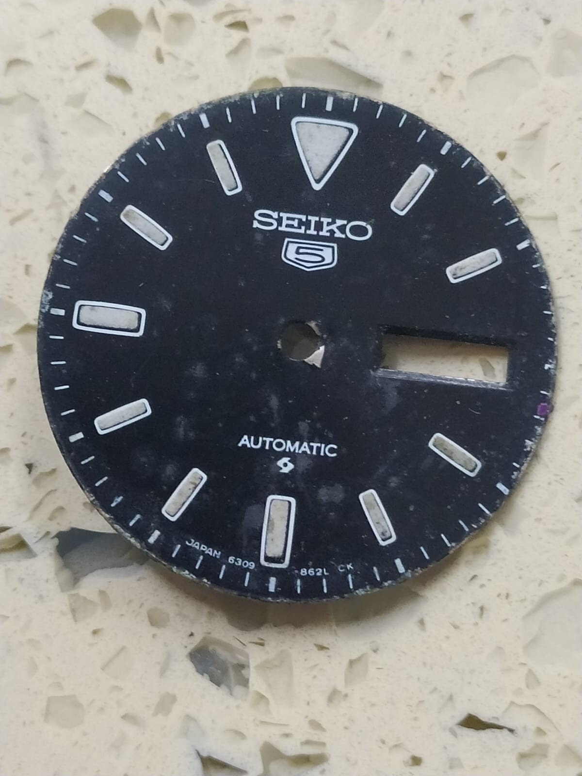 Original SEIKO 5 AUTOMATIC 6309-862L BLACK DIAL Part Used