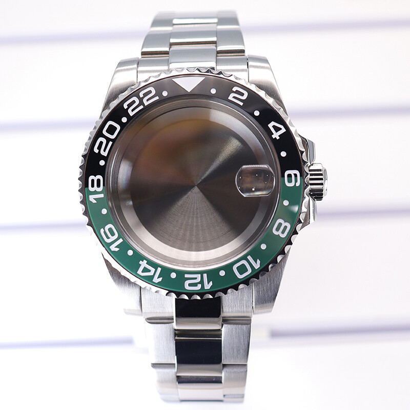 40mm Watch Case+Oyster Bracelet GMT Two Color Ceramic Bezel For nh35/36 Movement
