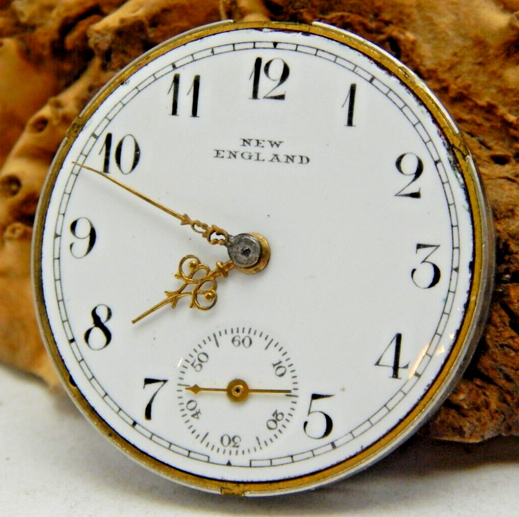 Antique Pocket Watch Movement New England 0 size open face with dial and hands