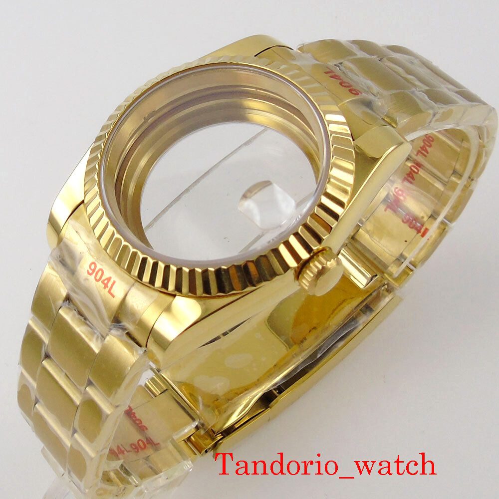 36mm/39mm Luxury Yellow Gold Watch Case/Strap For NH35A NH36 MIYOTA8215 Movement