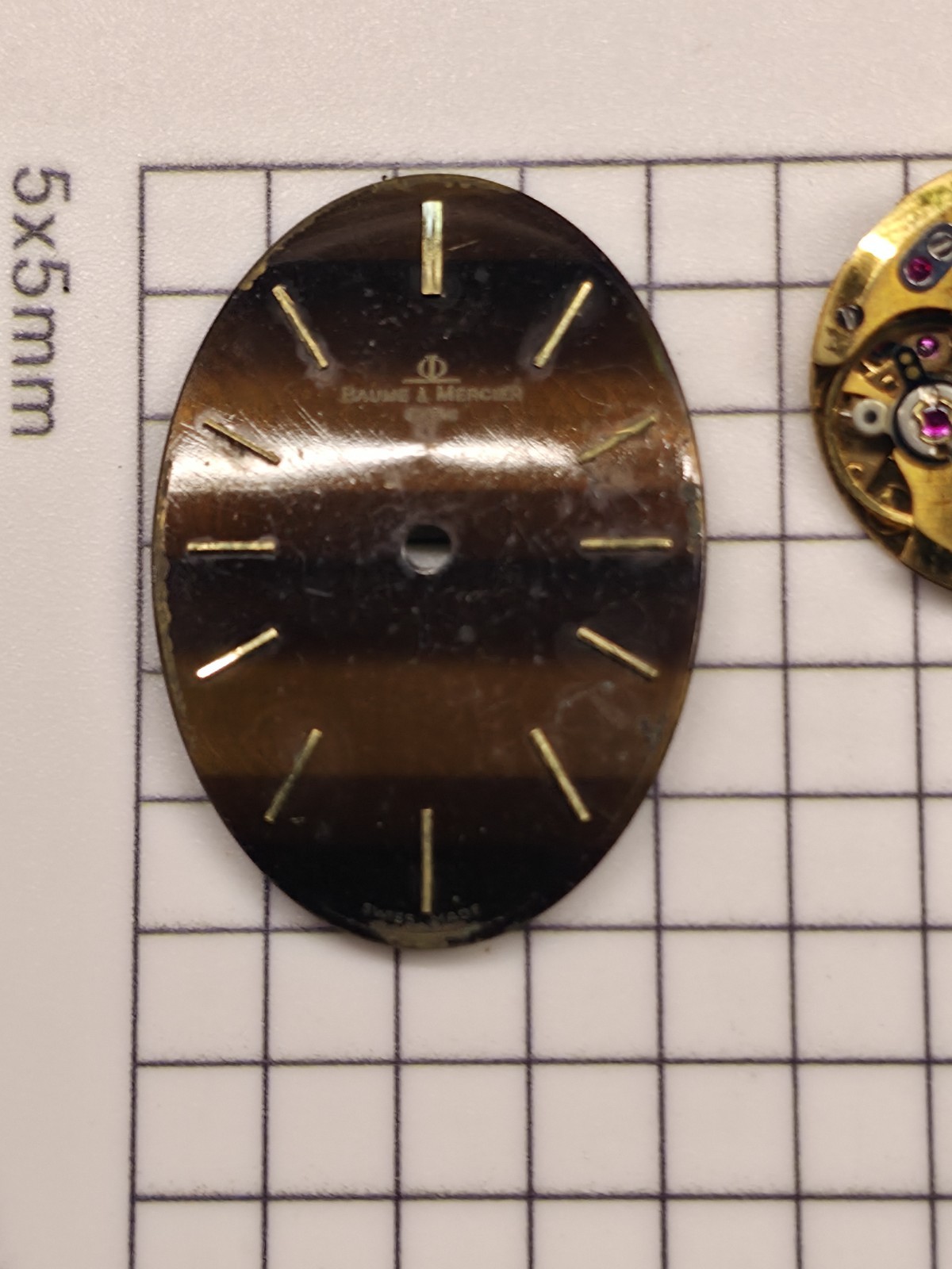 Vintage Baume & Mercier Oval Tiger’s Eye Dial & 17J Movement Parts GOOD BALANCE
