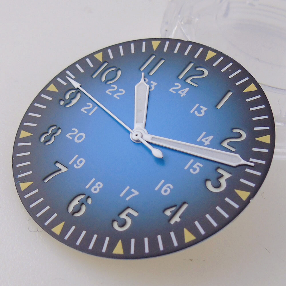 33.5mm Black Red Blue Dial Luminous Mark Fit Vintage Pilot NH35 NH36 Movement