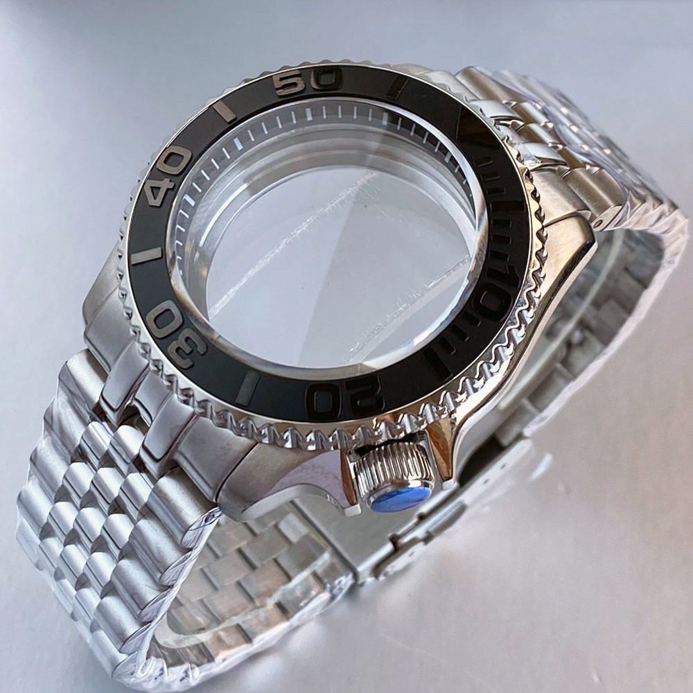42mm Bow Sapphire Glass Watch Case Clear Back Fit SKX 007 NH34 NH35 NH36 2824