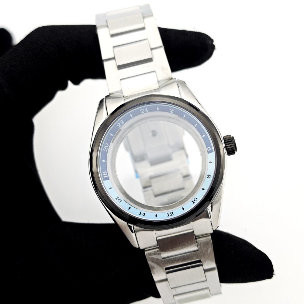 39mm GMT Style Case Two-Tone Bezel Steel Bracelet Fit Auto Mod
