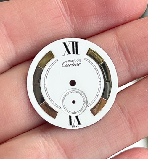 An Original Vintage Must de Cartier “Trinity” Style Wristwatch Dial.